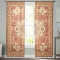 thumbnail image 3 of Orange Boho Semi Sheer Curtains 84 Inch Length 2 Panels Set, Geometric Antique Tribal Retro Ethnic Sheer Kitchen Curtain Privacy Voile Window Curtain for Living Room Bedroom Rod Pocket Drapes, 3 of 7