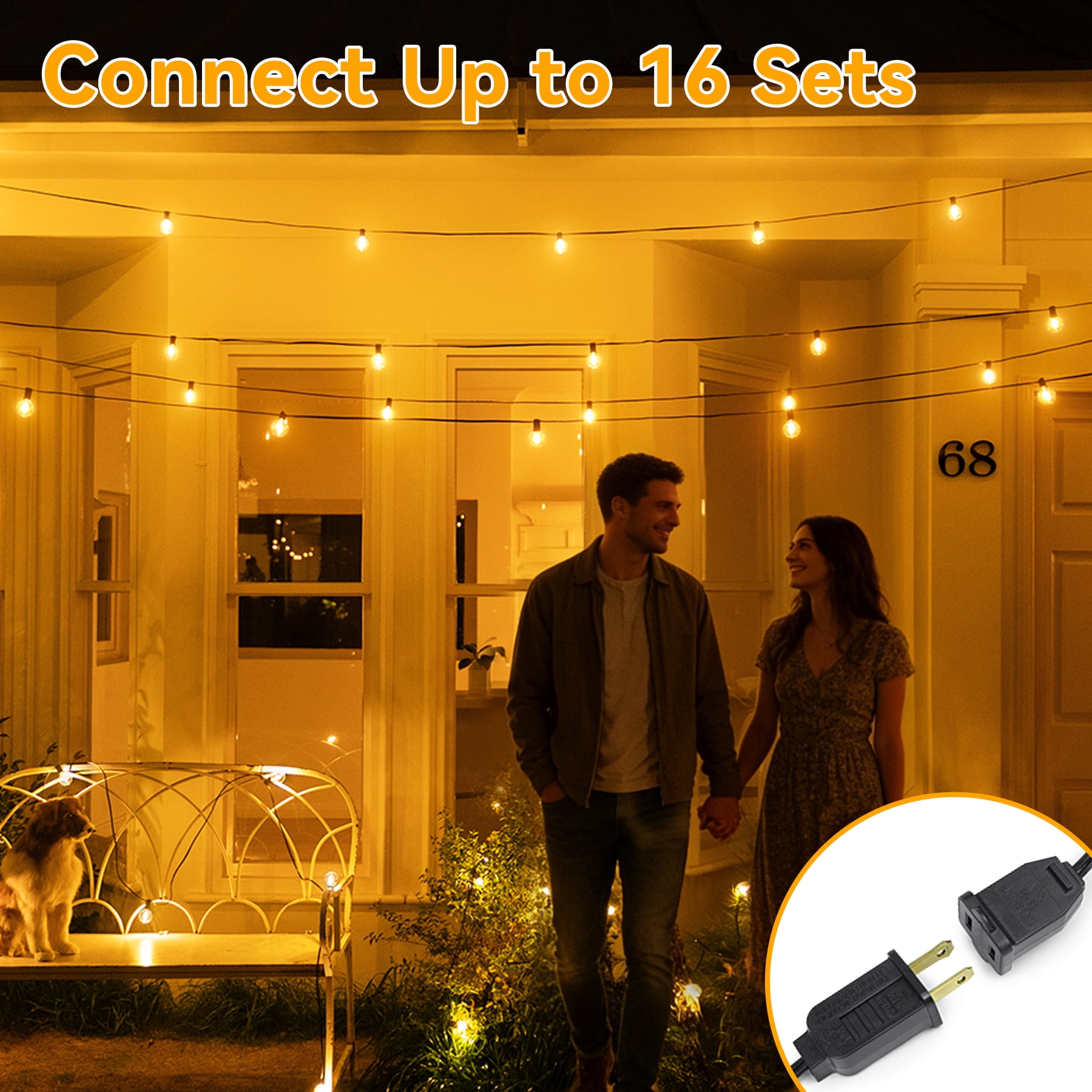 Ollny 50FT LED String Lights Outdoor, Waterproof Patio LED Lights with 27 G40 Edison Bulbs, Warm-white Outside Lights for Garden Bistro Backyard