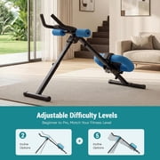 Nextay Adjustable Ab Machine, 440LBS Heavy Duty Foldable Core Trainer with 2 Incline & 5 Height Levels, Knee/Elbow Protection, LCD Display for Home Gym, BlackBlue