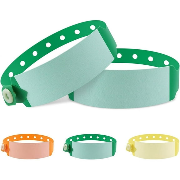 Duslogis 100pcs Vinyl Wristbands Hospital Identification Bands,Waterproof Adjustable Medical Wristband,Disposable Snap Wristband for Hospital (Green)