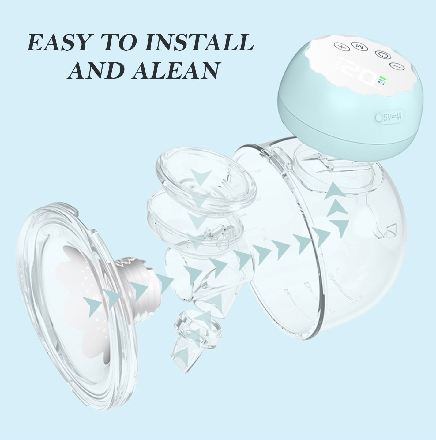 Yadala Breast Pump, Hands Free Breast Pump Portable Electric Breast Pump with 4 Modes & 12 Levels, 2 Pack, Blue