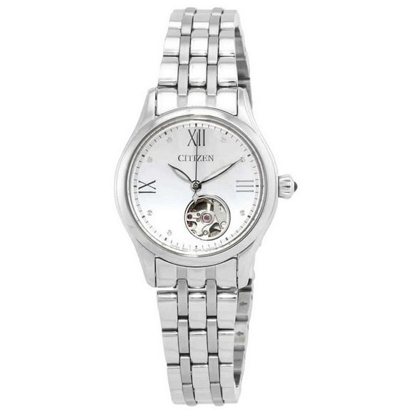Citizen Luna Stainless Steel Open Heart Silver Dial Automatic PR1040-88A Women's Watch