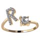 thumbnail image 1 of R Anillo de 26 letras Anillo abierto ajustable de metal dorado, Anillo de letra de nombre inicial, 1 of 4