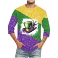 thumbnail image 1 of Blusas y camisas de manga larga con cuello redondo para hombre, blusa informal con cuello redondo y manga corta, blusa estampada de poliéster para hombre., 1 of 3
