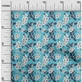 thumbnail image 2 of oneOone Cotton Jersey Aqua Blue Fabric Kids Floral Fabric For Sewing Printed Craft Fabric By The Yard 58 Inch Wide, 2 of 4