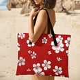 thumbnail image 4 of Red Background White Floral Pattern Picnic Blanket Waterproof Outdoor Beach Blanket Hand-held Pad Suitable for Travel, Camping, Beach, Family Gatherings, 4 of 7