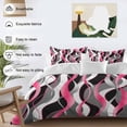 thumbnail image 3 of 3 Piece Pink Stripe Duvet Cover Set California King,Microfiber Comforter/Quilt Cover with Corner Ties and 2 Pillowcases,Gradient Grey Moire Geometric Modern Abstract Soft Bedding with Zipper Closure, 3 of 8