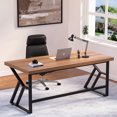 thumbnail image 5 of 59-Inch Home Office Desks,Executive Computer Desk Workstation,Modern Simple Style Wooden Large Study Writing Office Table,Suitable for Office Study Living Room(Brown), 5 of 7