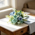 thumbnail image 4 of Blue Artificial Peony Bouquet Lifelike No Fade Flowers for Wedding Table Centerpiece Decor, by Bradem, 4 of 8