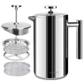 thumbnail image 1 of Secura Cafetera de prensa francesa, prensa de café aislada de acero inoxidable de grado 304 con 2 pantallas adicionales, 50 oz (1,5 litros), plateada, 1 of 5