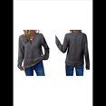 thumbnail image 3 of Blusas de Punto Gofre para Mujer, Camisas de Larga con Cuello en V, Blusas Casuales Elegantes Estilo Henley, Conjuntos de Otoño 2025 Gris Oscuro M, 3 of 6