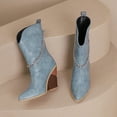 thumbnail image 5 of Mepaouo Women's Cowboy Ankle Boots Heel Cowgirl Chelsea Mid Calf Western Short Booties(Blue,7), 5 of 8