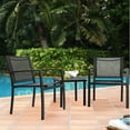 thumbnail image 2 of Devoko 3 Pieces Modern Outdoor Conversation  Patio  Furniture Sets Textilene Bistro, with Glassed Table Steel Frame, Black, 2 of 7