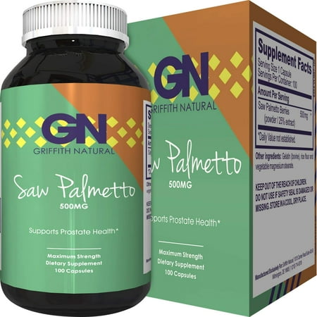 Griffith Natural Saw Palmetto Supplement for Prostate Health Support Natural DHT Blocker to Fight Hair Loss Pure 500 mg Saw Palmetto Berry Extract 60 (Best Natural Dht Blocker Hair Loss)