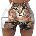 thumbnail image 2 of Lsque Cat Holding Mugshot Sign Pattern High Waisted Biker Shorts for Women-Tummy Control Fitness Athletic Workout Running Yoga Gym Shorts,Moisture-Wicking-Small, 2 of 9