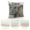 thumbnail image 4 of Creowell Throw Pillow Cover Cute Cartoon Elephant and Owls on a Flowers Pillow Case Decorative Outdoor Cushion Couch Sofa Pillowcases, 4 of 5