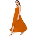 thumbnail image 3 of eloria Women's Georgette Summer Casual Split V Neck Sleevless Long Dress With Tie, Color : Orange | Size : XXL, 3 of 6