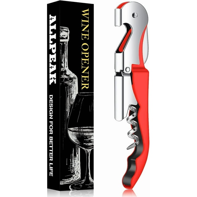 Allpeak Bottle Opener Wine Opener Corkscrew - 1 Pc Multi-Purpose Wine Bottle Opener, Beer Bottle Opener, Corkscrew Wine Opener, Wine Accessories, Ouvre Bouteille de Vin - Red
