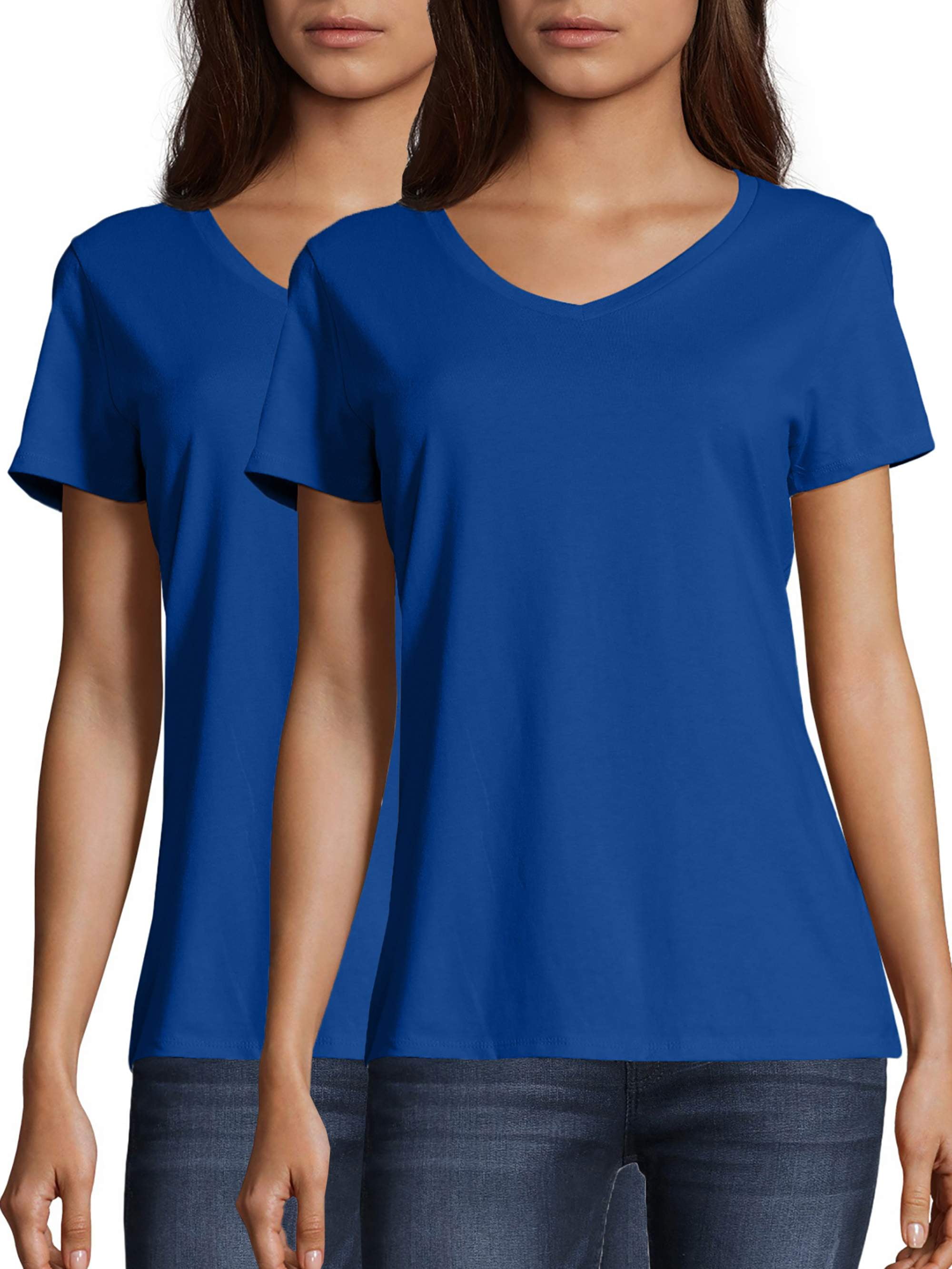 Hanes Women's Nano-T V-neck T-Shirt (2-Pack) - Walmart.com