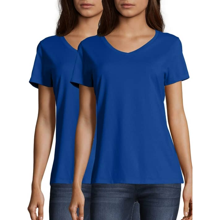 Hanes Women's Nano-T V-neck T-Shirt (2-Pack) - Walmart.com