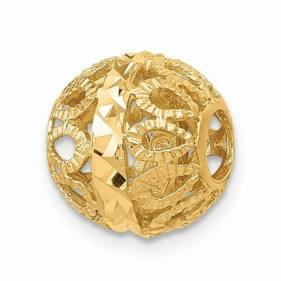 Finest Gold 14K Yellow Gold Diamond-Cut Gold Ball Chain Slide