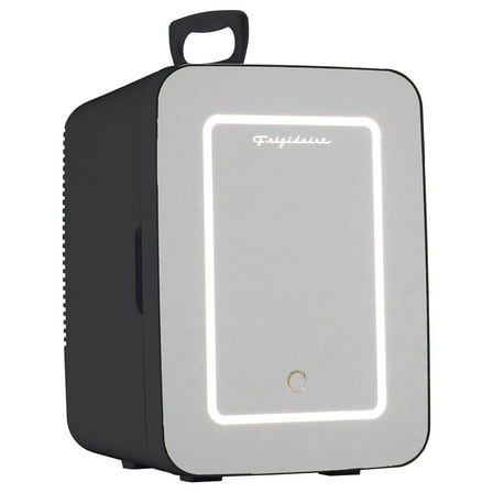 Frigidaire 6.5l, 9 Can Lighted Beauty Mirror Mini Personal Fridge Cooler, Black, EFMIS170