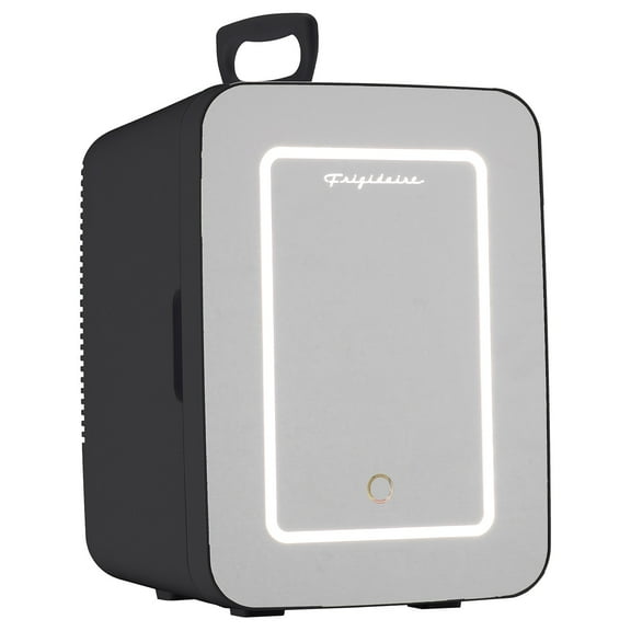 Frigidaire 6.5l, 9 Can Lighted Beauty Mirror Mini Personal Fridge Cooler, Black, EFMIS170