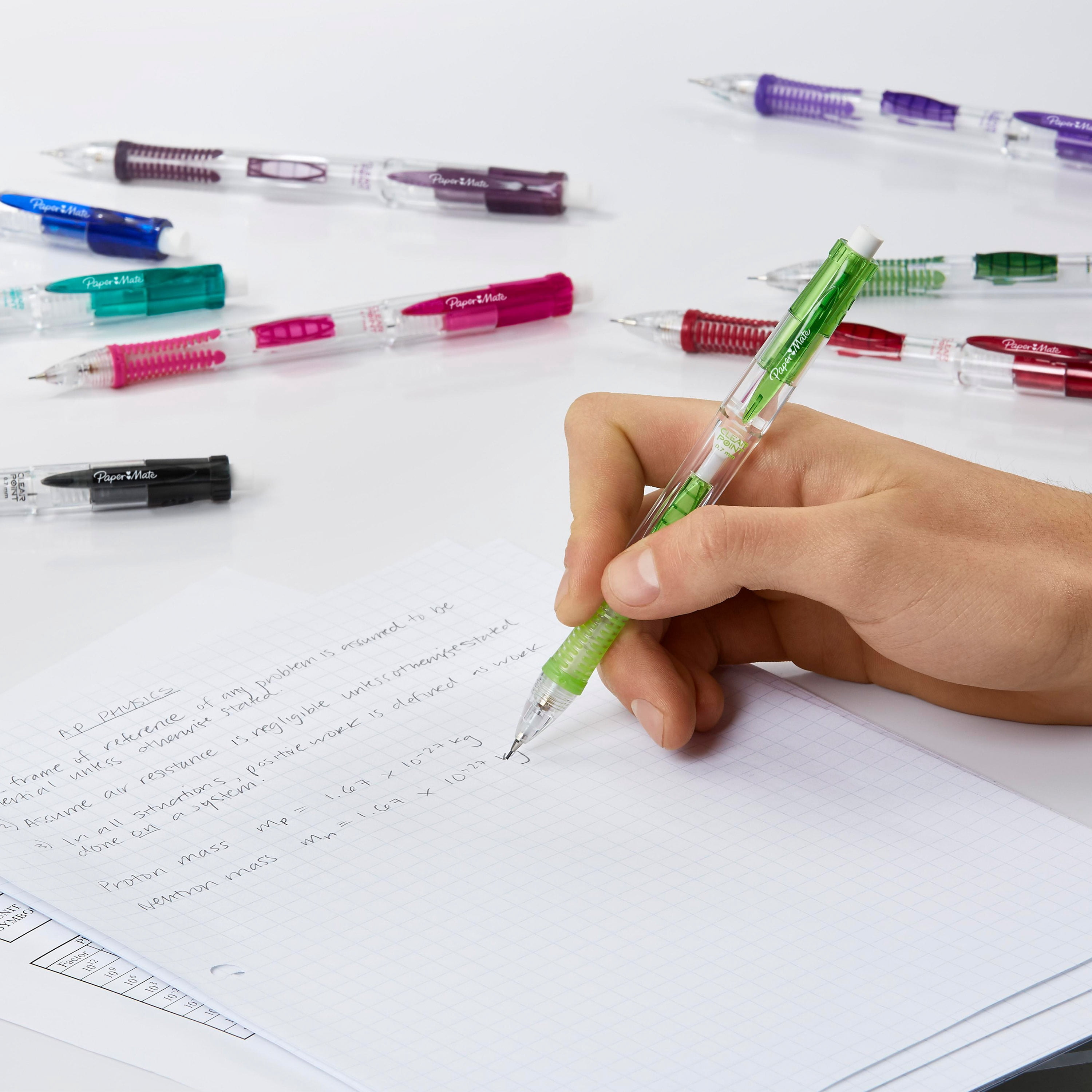 Paper Mate® Clearpoint Mechanical Pencil, 0.7 mm, Assorted Barrel, Refillable, 10-Pack