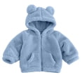 thumbnail image 2 of Stamzod Toddler Clothes Girls Boys Cute Bear Ear Hooded Fleece Jacket Casual Warm Zip Up Sherpa Winter Coat with Pockets Blue B 0-1Years, 2 of 7