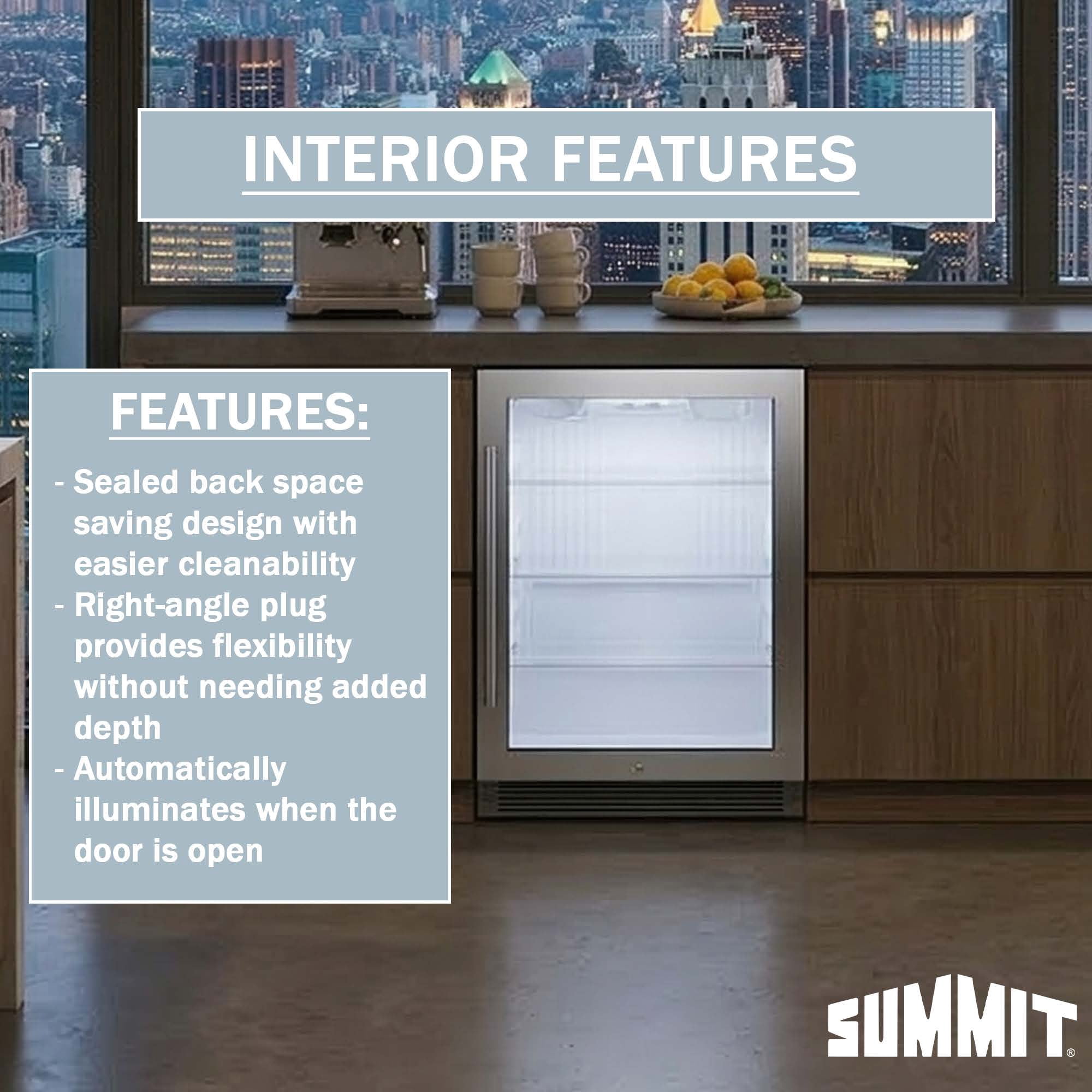 19 Inch Beverage Center, 3.13 cu.ft. Capacity, Outdoor Refrigerator, Shallow Depth, Stainless Steel & Glass- SPR489OS