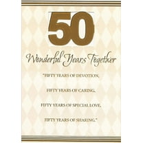 Designer Greetings 50th Wedding Anniversary Congratulations Card, Gold (Heavy Cardstock)