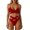 Red, variant on Qiopertar Women's Bikini Set 2026 Fashion Crochet Lace V Neck Bathing Suit High Waisted Ruched Swimwear Adjustable Straps Floral Print Beach Vacation Pool Party Swimsuit, Hot Pink S