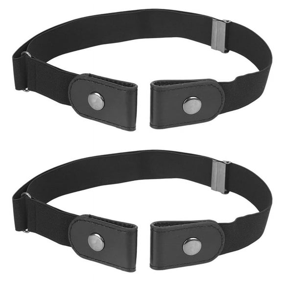 2X Buckle Free Elastic Belt For Jean Pants Dresses No Buckle Stretch Waist Belts Fit Women Men Drop(Black)