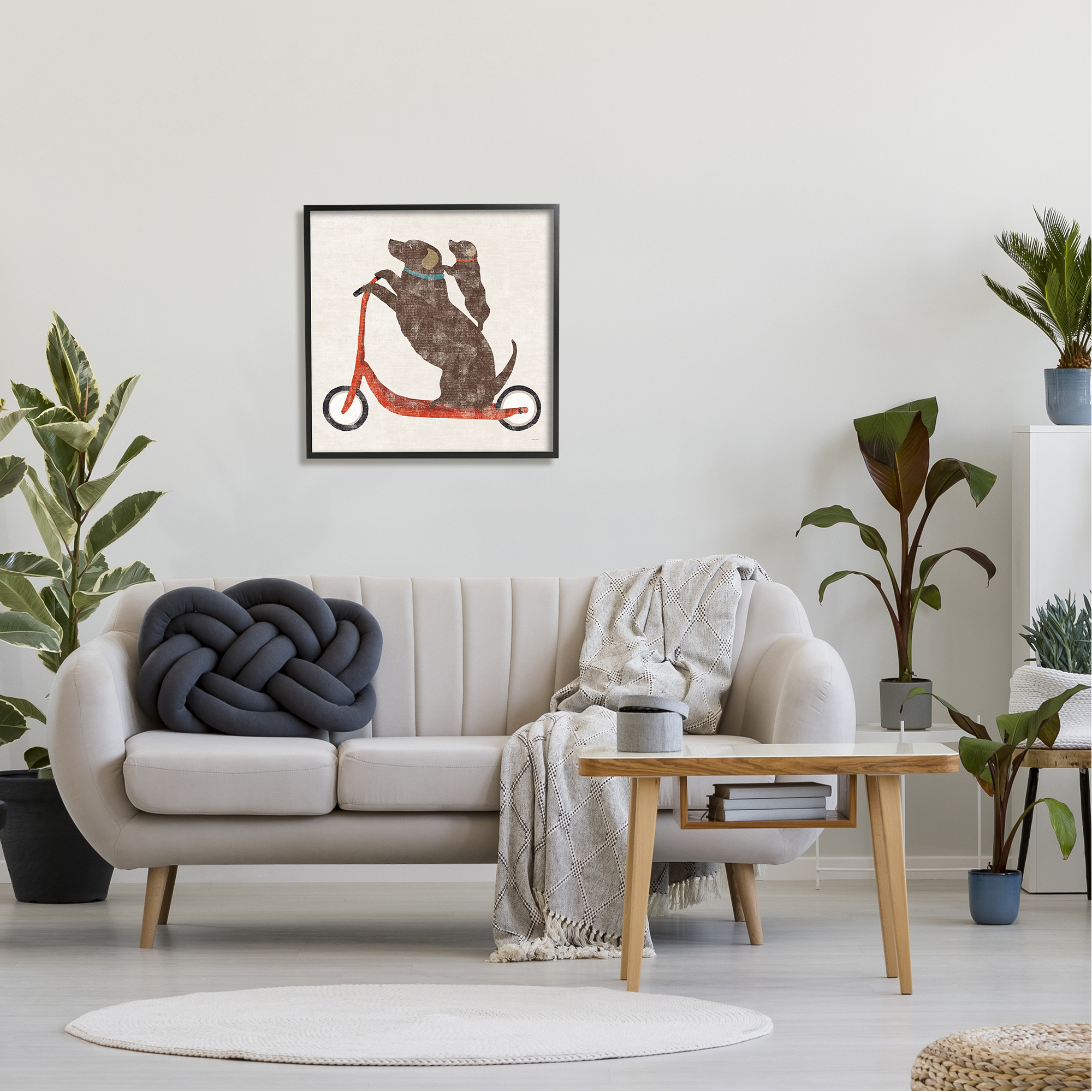 Stupell Industries Red Scooter Dogs Duo Animals & Insects Painting Black Framed Art Print Wall Art, 24 x 24
