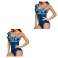thumbnail image 2 of Eigraketly Bañador de mujer, bañador estampado de un solo hombro, traje de baño para piscina, playa, vacaciones, Patchwork, ropa de playa encantadora Type1 NO1 Eigraketly CBP218325, 2 of 6