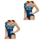 thumbnail image 1 of Naiovety Traje de baño de mujer de moda de un solo hombro estampado traje de baño cómodo traje de playa portátil Sexy ropa Azul oscuro L 2piezas, 1 of 6