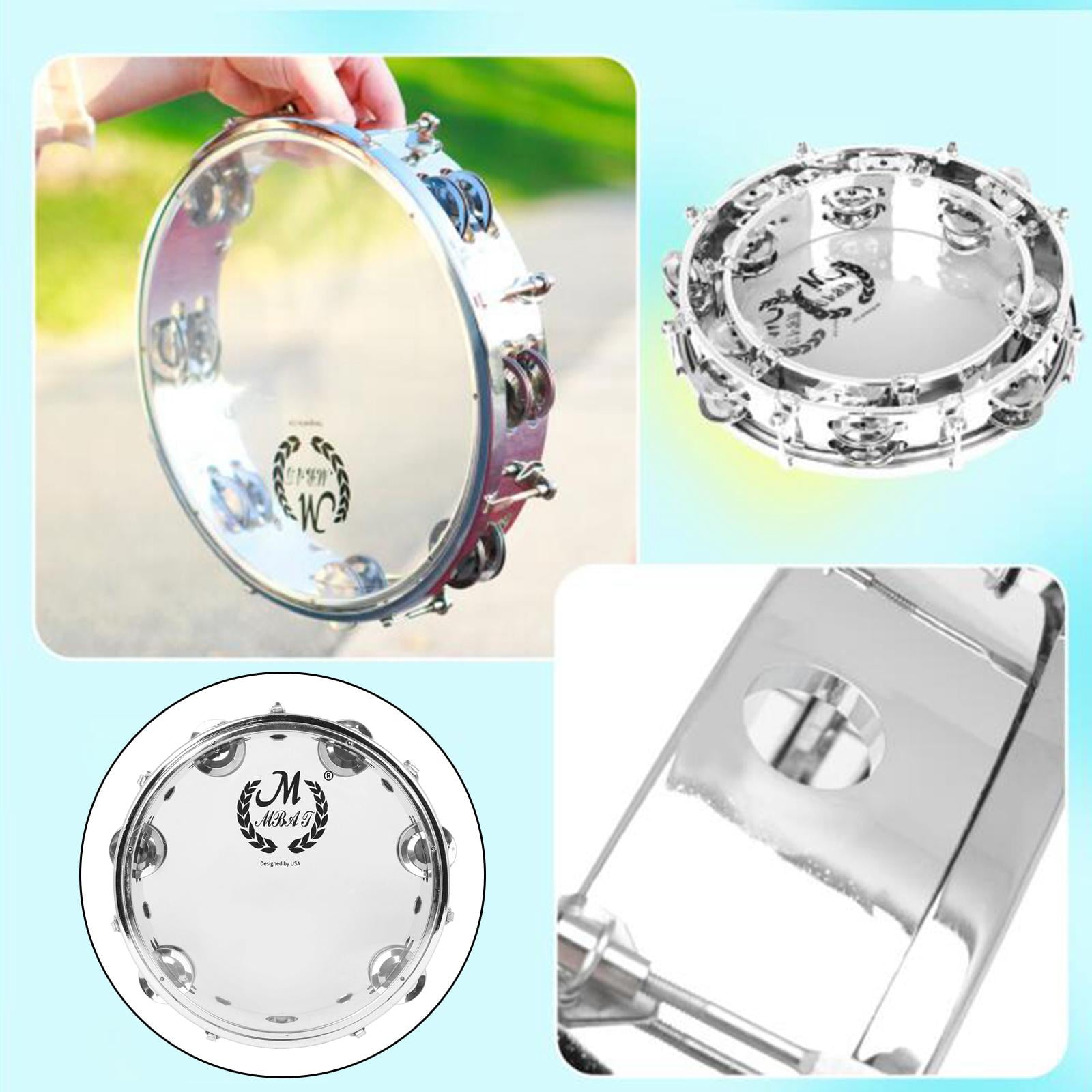 LeeQinersw Percussion Tambourine Capoeira Blowing Jingles Tamborine for 3+ Years Old Party 8inch Clear