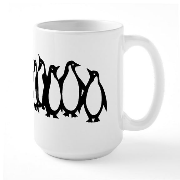 CafePress - 6 Penguins Large Mug - 15 oz Ceramic Large White Novelty Mug