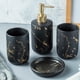 thumbnail image 2 of Juego de accesorios de baño de cerámica con efecto mármol, dispensador de loción y jabonera. Negro 4Pcs, 2 of 8