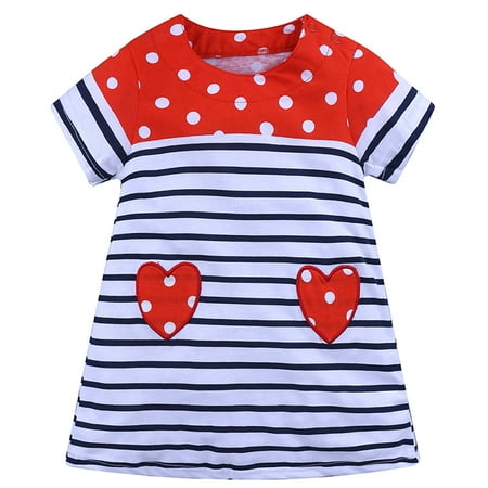 

QWERTYU Infant Baby Toddler Child Children Kids Animal Short Sleeve Dresses Sundress Summer Dress for Girl 18M-6Y 2Y