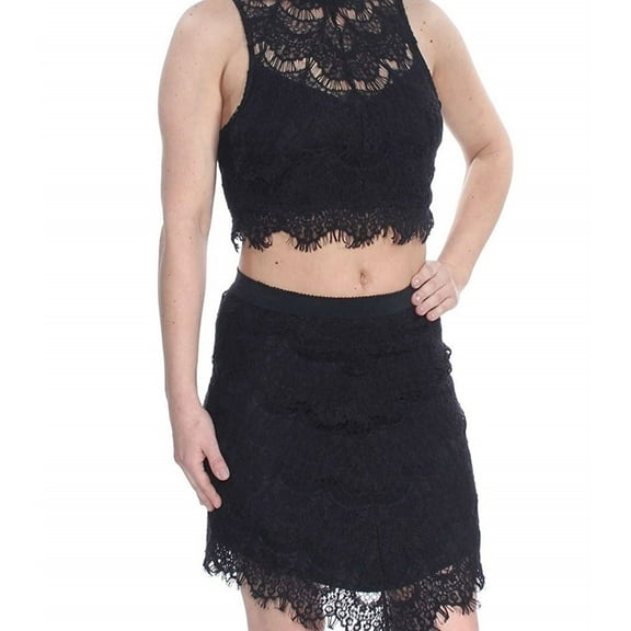 FREE PEOPLE Womens Black Lace  Overlay Floral Party Dress  Size: XS