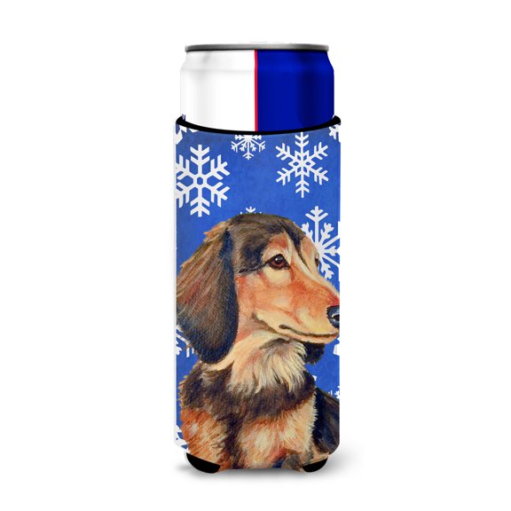 Carolines Treasures LH9301MUK Dachshund Winter Snowflakes Holiday Ultra Hugger for slim cans Slim Can multicolor