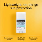 Neutrogena Ultra Sheer SPF 50 Mineral Sunscreen Stick, Face Sunscreen, Zinc Oxide, 1.5 oz