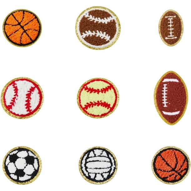 18 parches de apliques de pelota deportiva, 9 estilos, bordados, para béisbol, baloncesto, voleibol, fútbol, termoadhesivos, bordados.