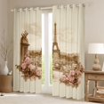 thumbnail image 2 of Feelyou Retro Eiffel Tower Curtains Pack of 2 (42x84 Each) for Teens, Boho Pink Rose Floral Curtains Blackout, Couple Anniversary Bedroom Curtains, Window Curtains Decor, 2 of 6