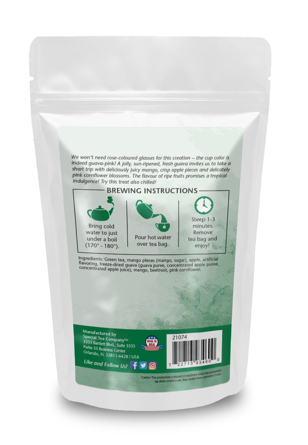 Special Tea Guava Mango Green Tea, 20 Tea Bags