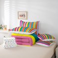 thumbnail image 5 of Feelyou Colorful Striped Teens Twin Bedding Sets 7-Piece, Cartoon Rainbow Geometric Bedding Comforter Set, Cartoon Style Reversible Sheet Sets, Luxury Bedroom Decor, 5 of 7