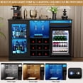 thumbnail image 6 of Wine Bar Cabinet with LED Lights & Fridge(lncluded), Mini Fridge Cabinet with Wine Storage, Human Body Sensor, Sideboard Buffet for Kitchen Dining Room, Black, 6 of 9