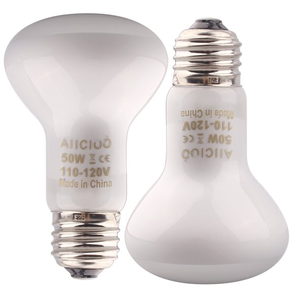 AIICIOO Basking Spot Bulb Reptile Heat Lamp Daylight Bulb for Reptiles 50W 2 Pack