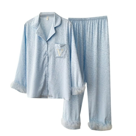 CZSCPDAW Lingerie For Women Sexy Long Dress Gown See Through Kimono Robe Swimsuit Cover Up Boudoir Pajama Ladies Sexy Feathers Long Sleeve Button Lapel Ice Silk Pajamas Home Wear Two Piece Suit